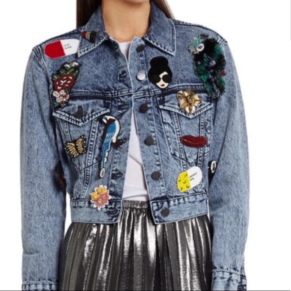 Cropped Chloe Denim Jacket With Assorted Patches